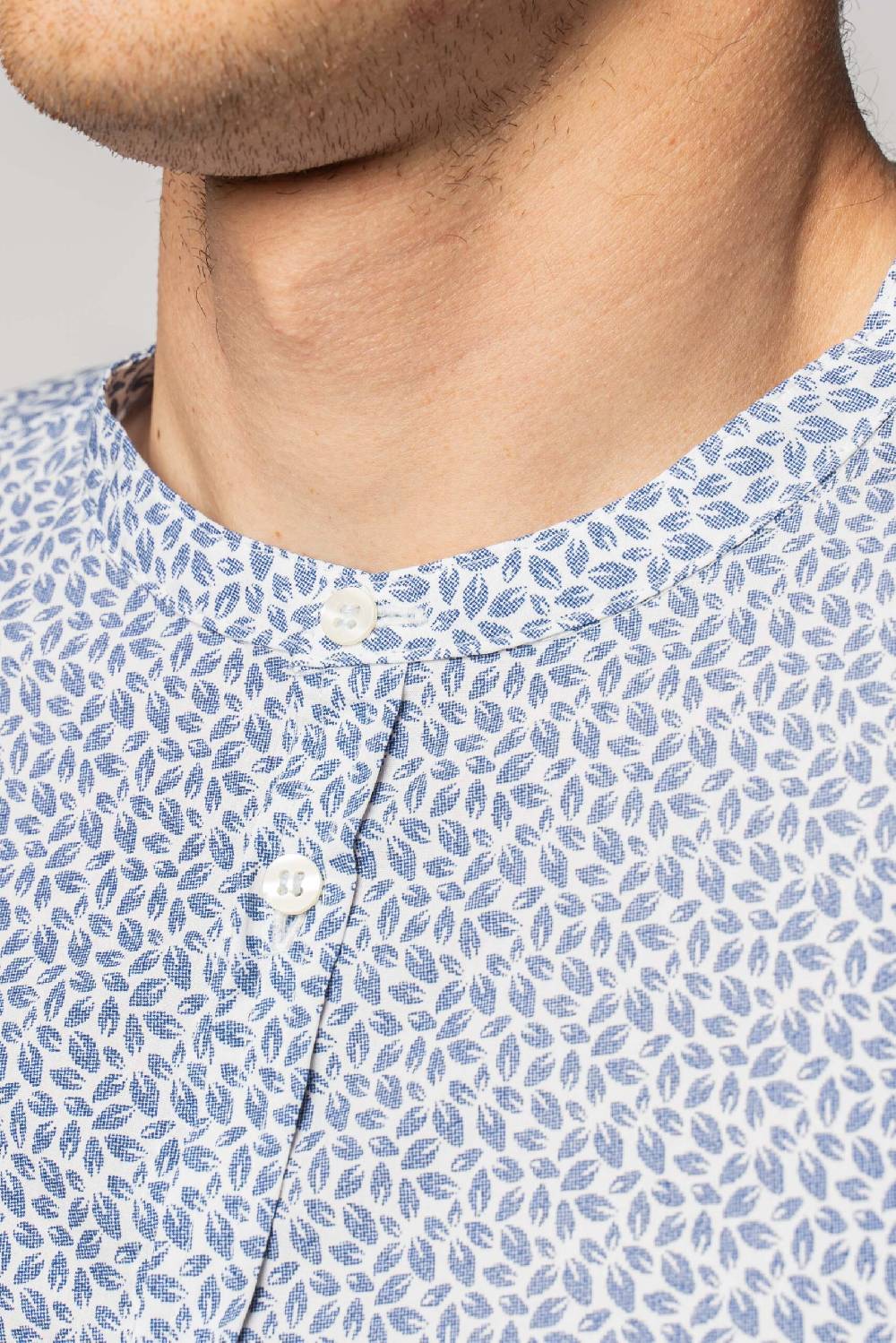 Officina 36 Camicia In Cotone Stampato Blu Denim