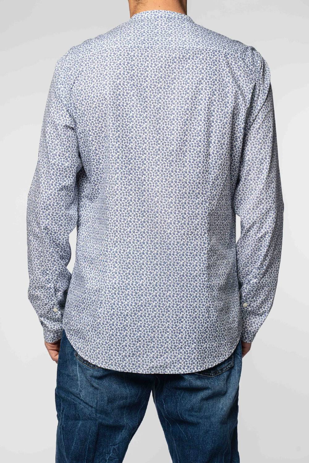 Officina 36 Camicia In Cotone Stampato Blu Denim