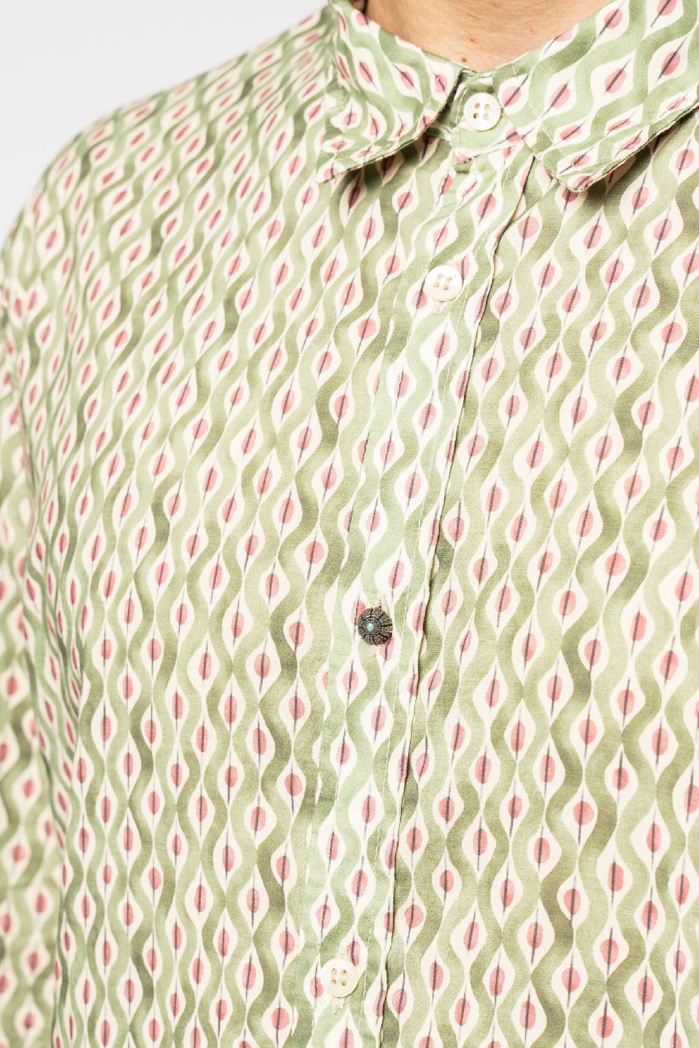 Officina 36 Camicia In Mussola Stampata Verde