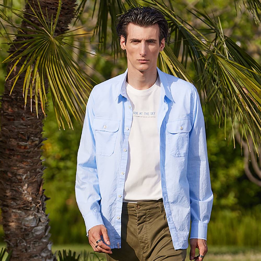 Officina 36 Camicia In Oxford Color Cielo