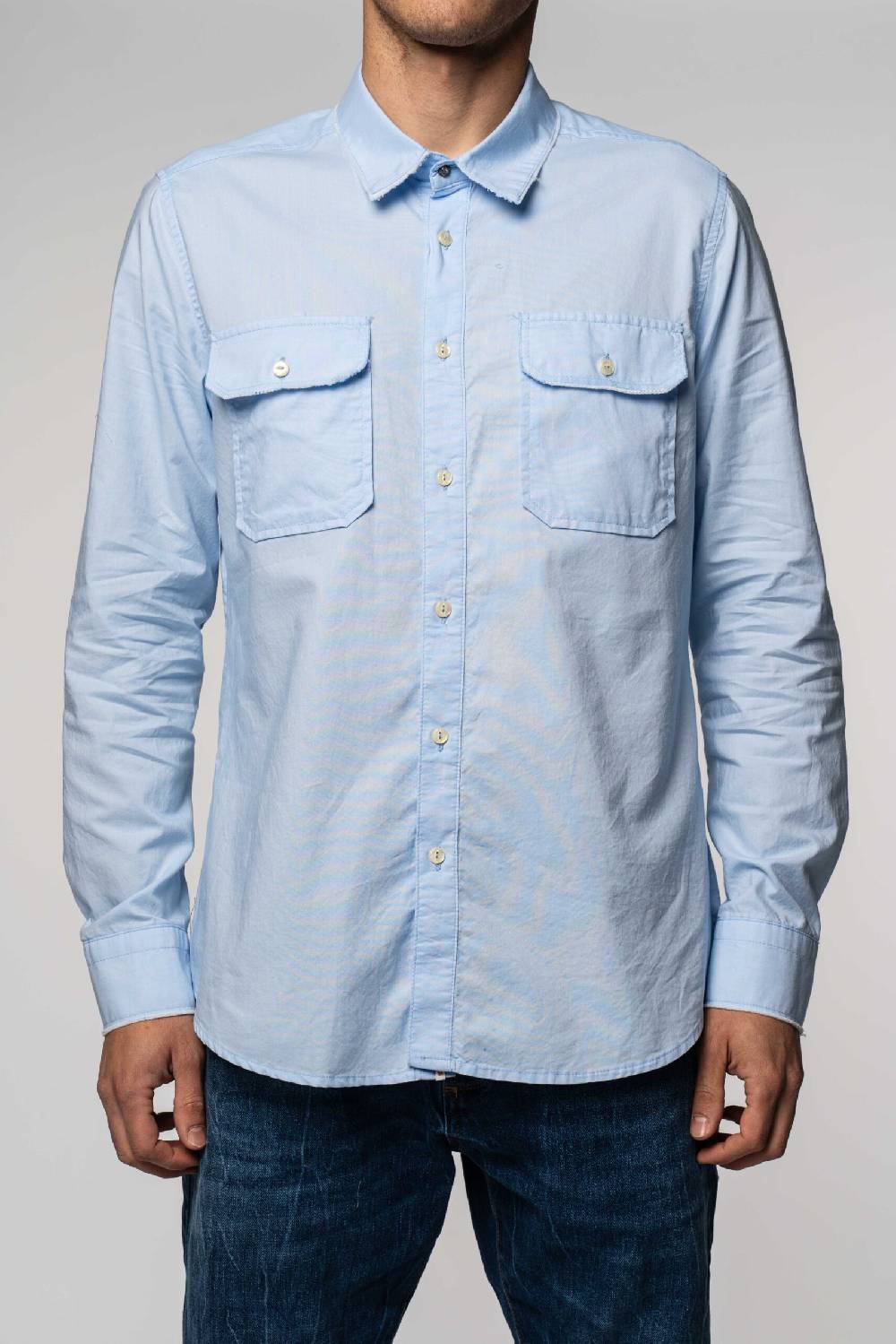 Officina 36 Camicia in oxford color cielo