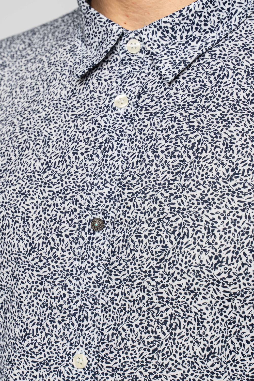 Officina 36 Camicia In Popeline Stampato Blu