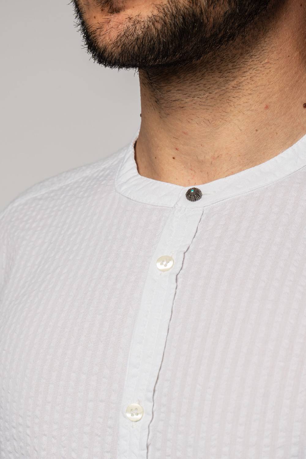 Officina 36 Camicia In Seersucker Rigato Bianco