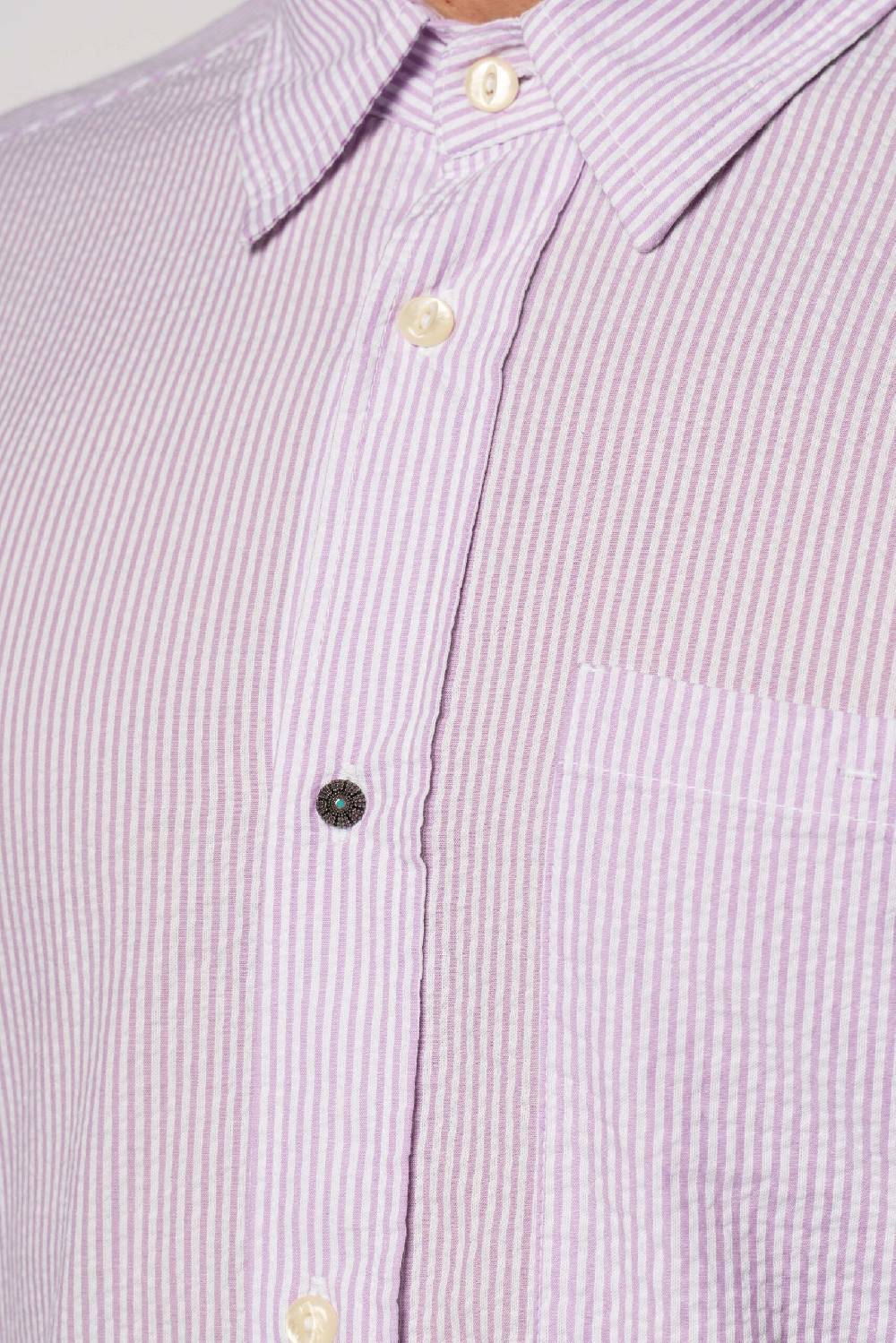 Officina 36 Camicia In Seersucker Rigato Lilla