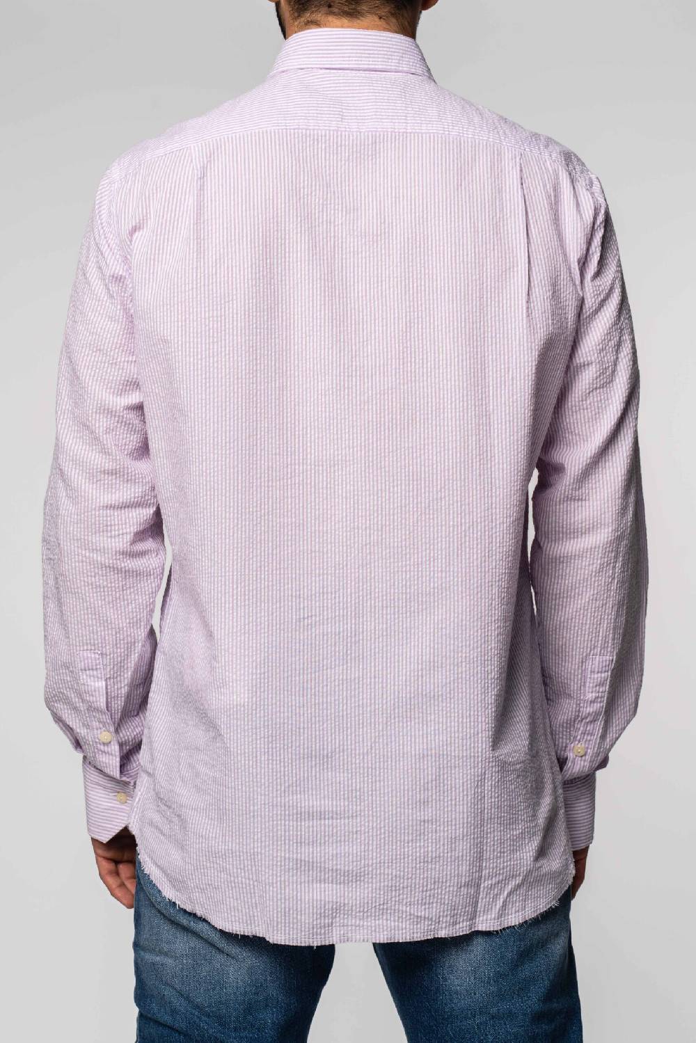 Officina 36 Camicia In Seersucker Rigato Lilla