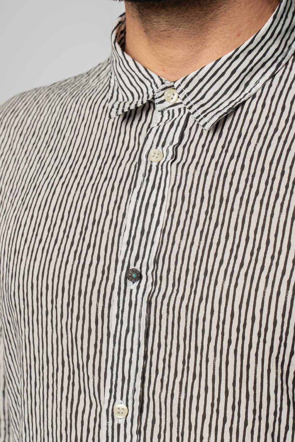 Officina 36 Camicia Nera In Popeline Stampato