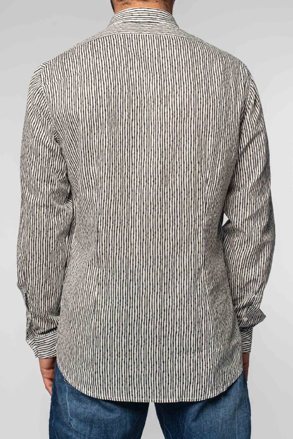 Officina 36 Camicia Nera In Popeline Stampato