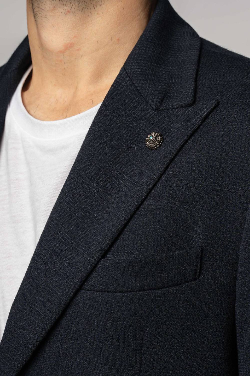 Officina 36 Giacca Blu In Jacquard In Maglia