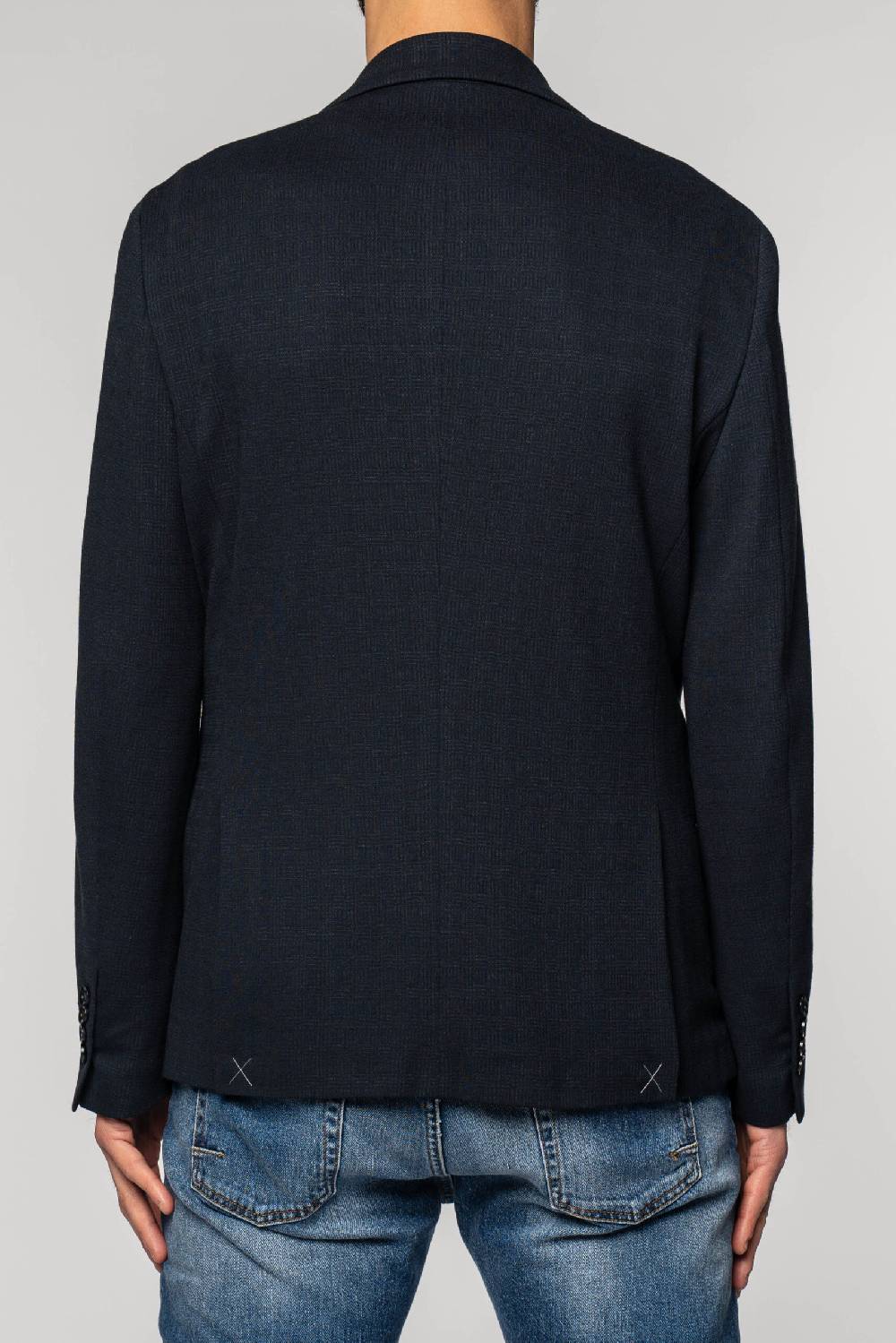 Officina 36 Giacca Blu In Jacquard In Maglia