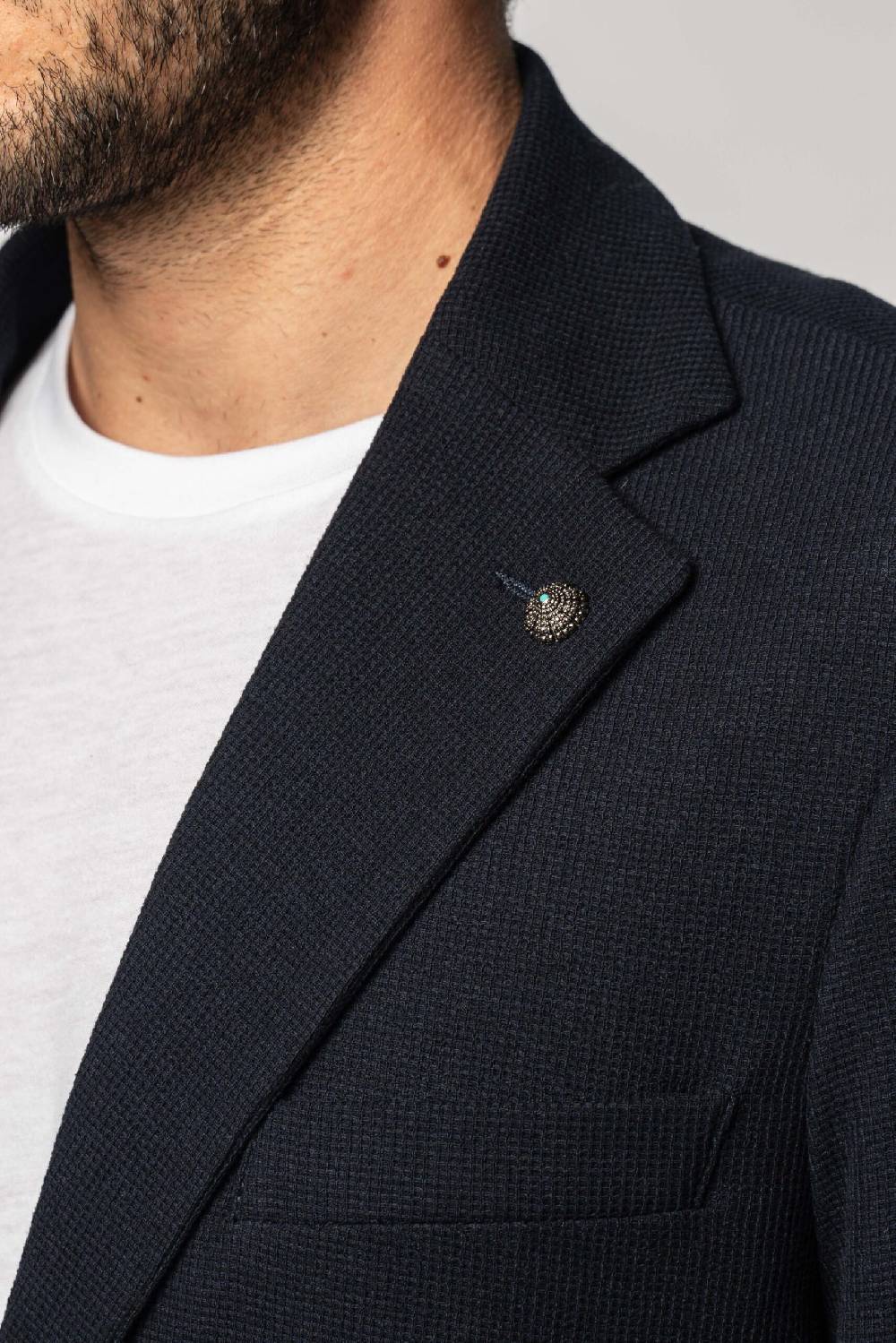 Officina 36 Giacca Blu In Nido D’ape In Maglia