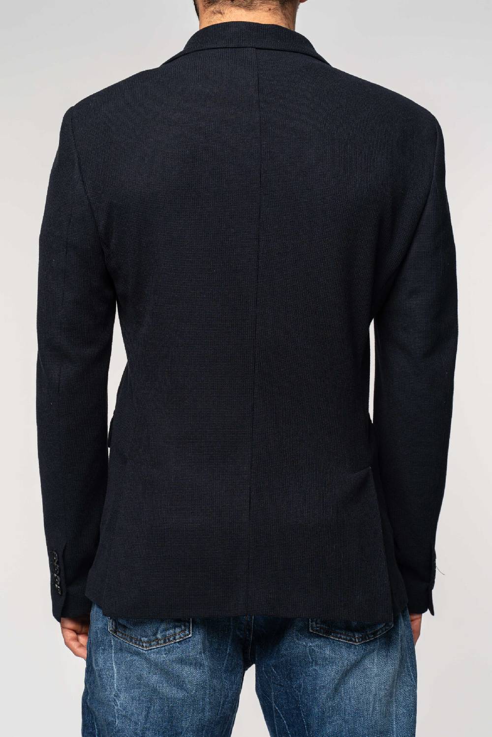 Officina 36 Giacca Blu In Nido D’ape In Maglia