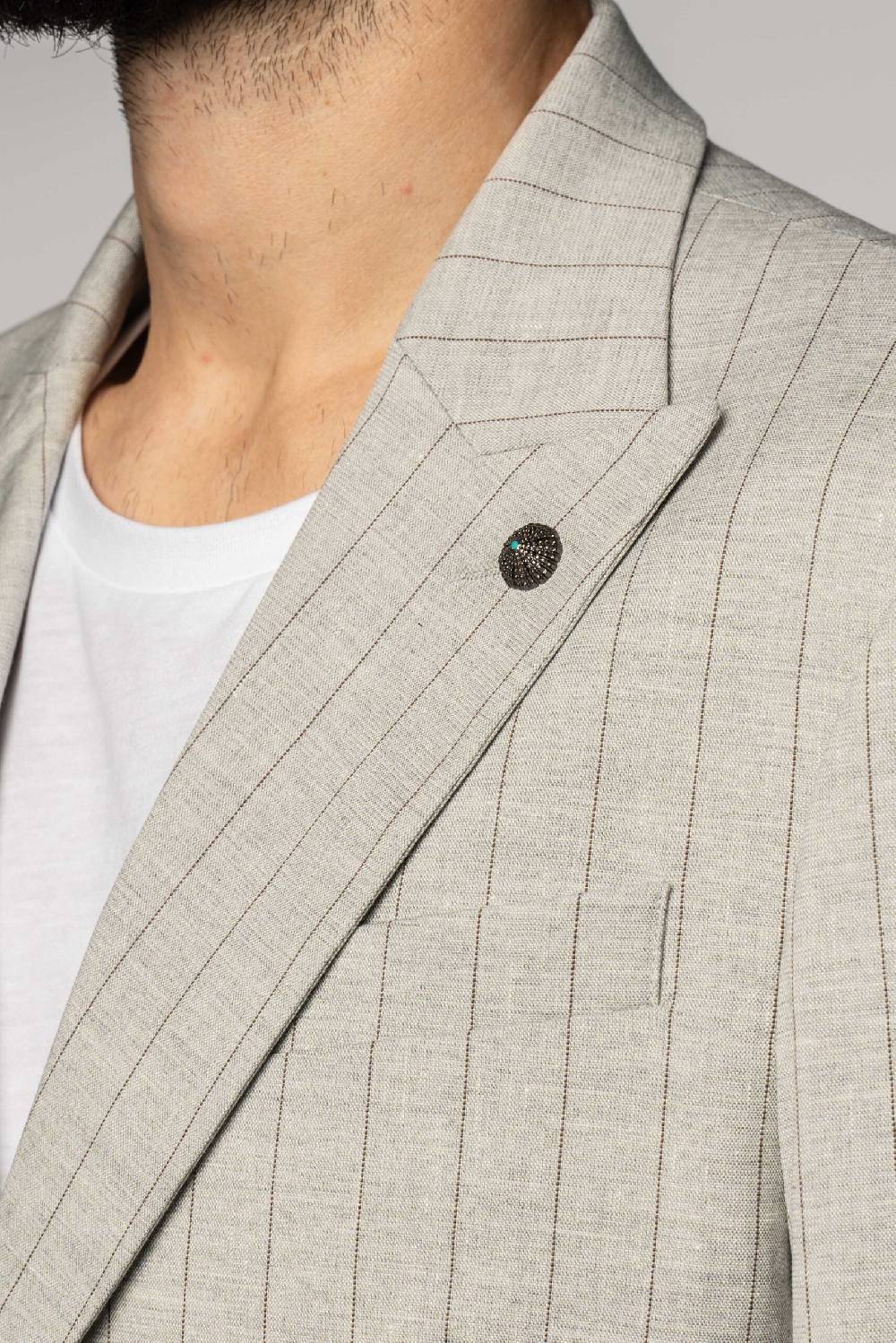 Officina 36 Giacca Grigia In Tela Gessata