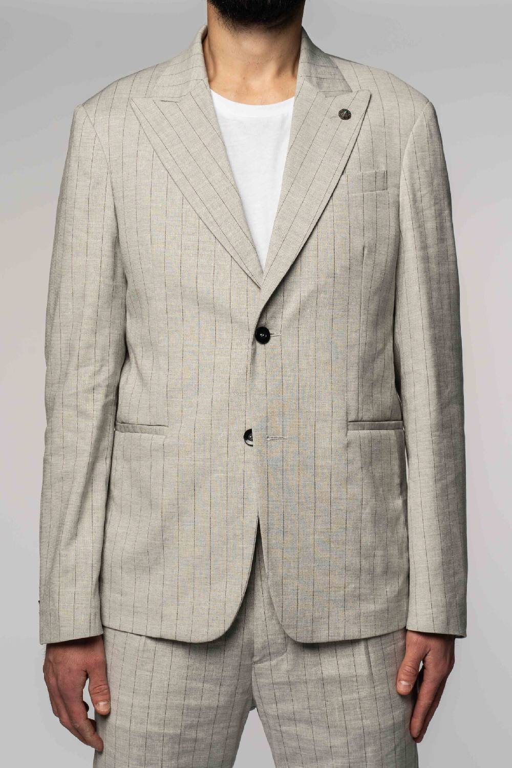 Officina 36 Giacca grigia in tela gessata