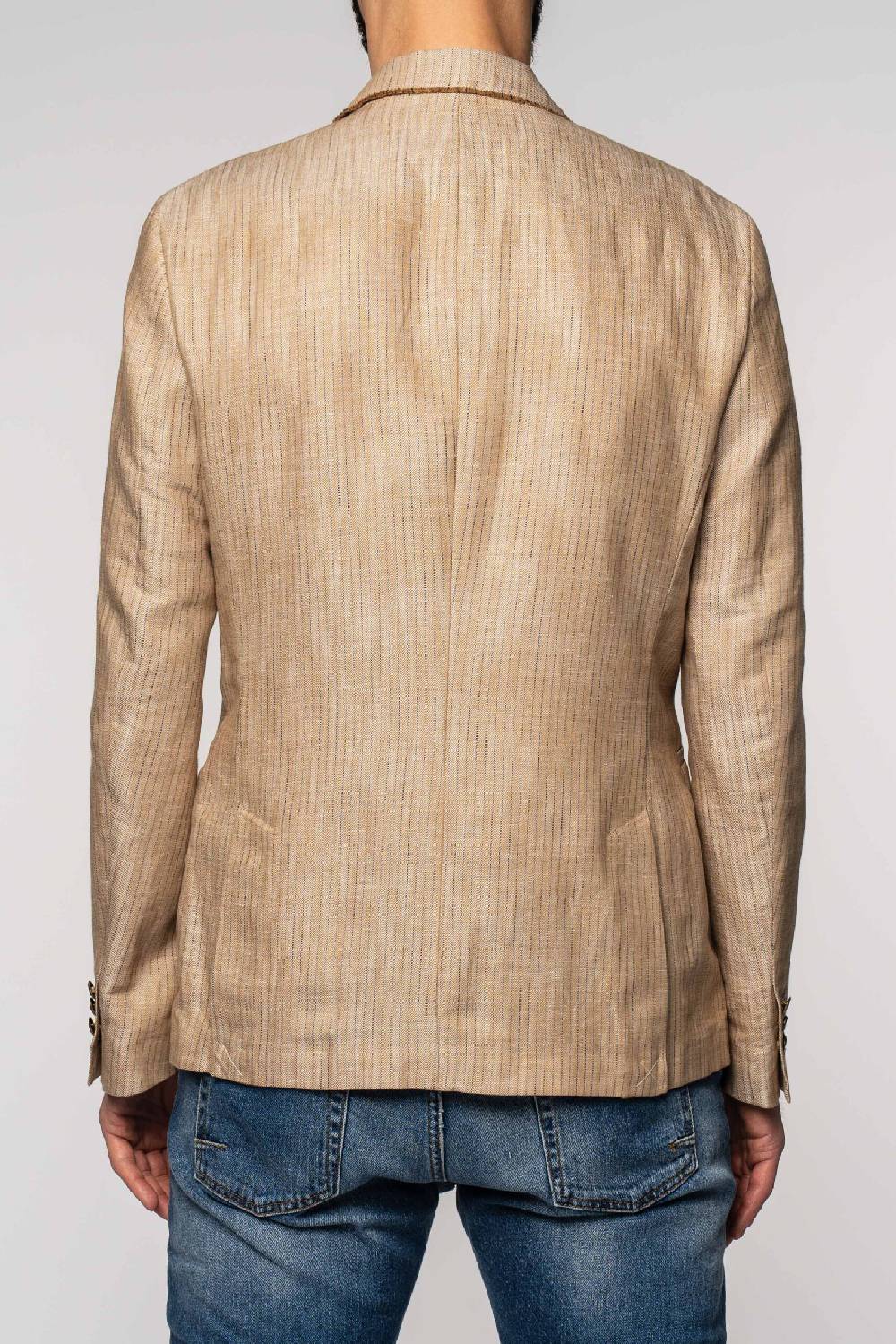 Officina 36 Giacca In Tessuto Gessato Beige