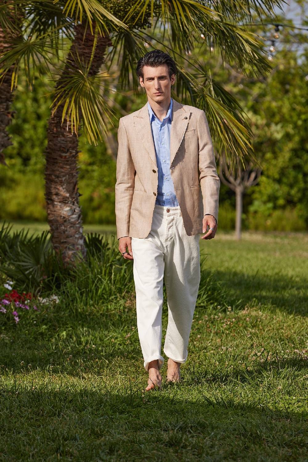 Officina 36 Giacca In Tessuto Gessato Beige