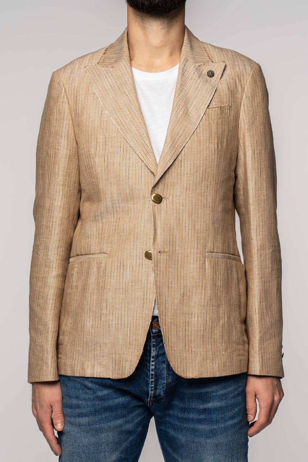 Officina 36 Giacca in tessuto gessato beige