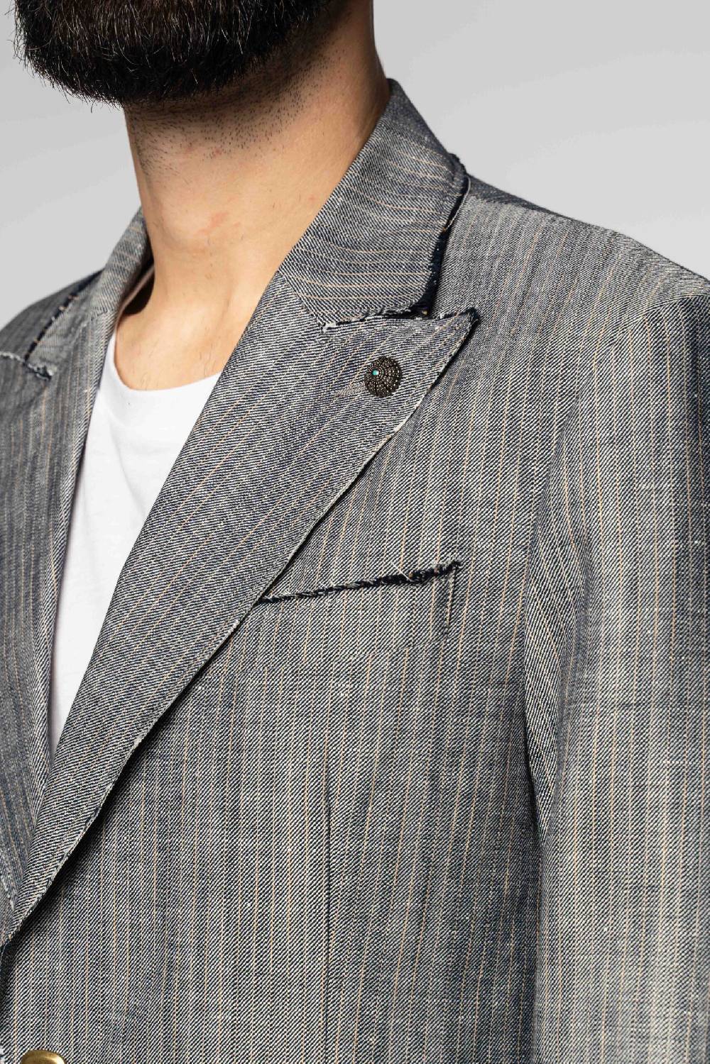 Officina 36 Giacca In Tessuto Gessato Blu