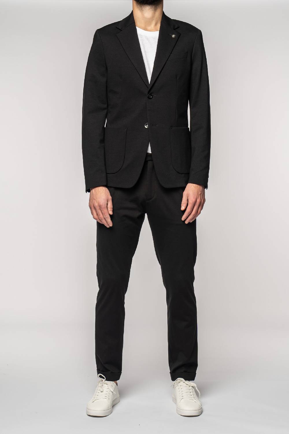 Officina 36 Giacca Nera In Tessuto Punto Milano