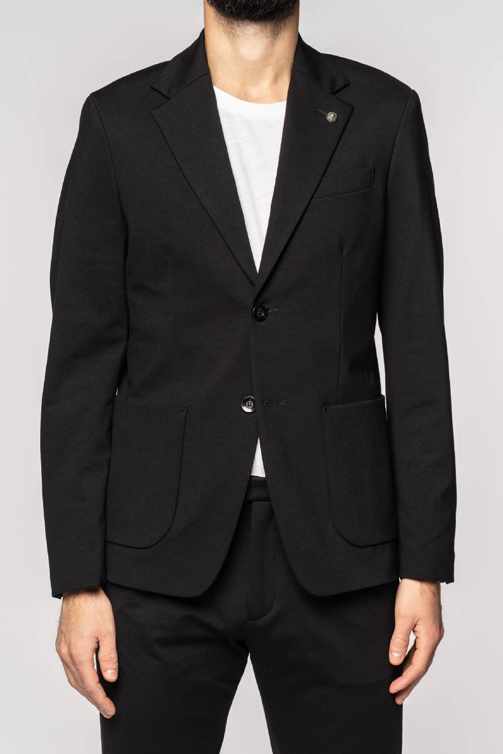 Officina 36 Giacca nera in tessuto punto milano