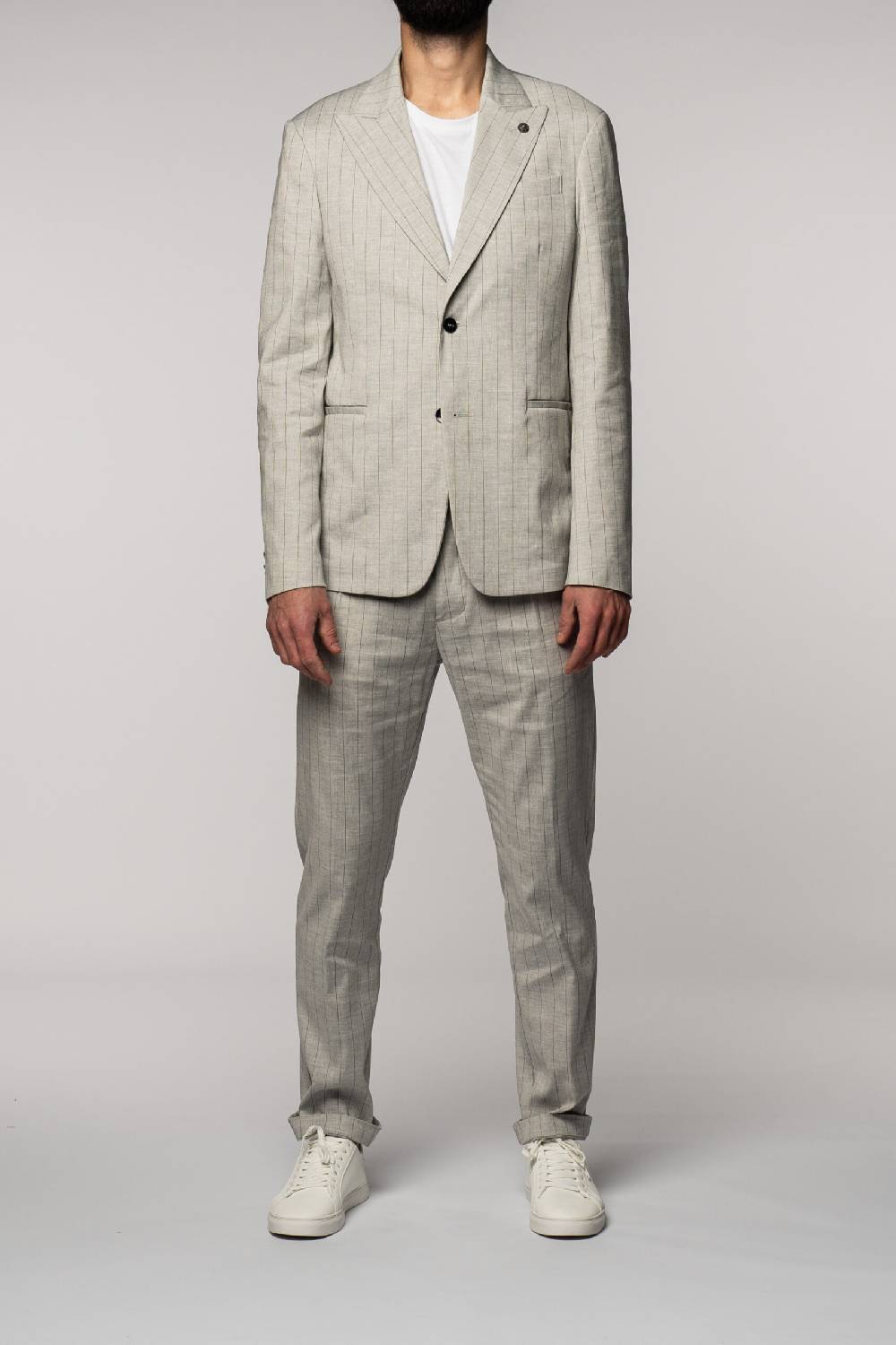 Officina 36 Pantaloni In Tela Gessata Grigia