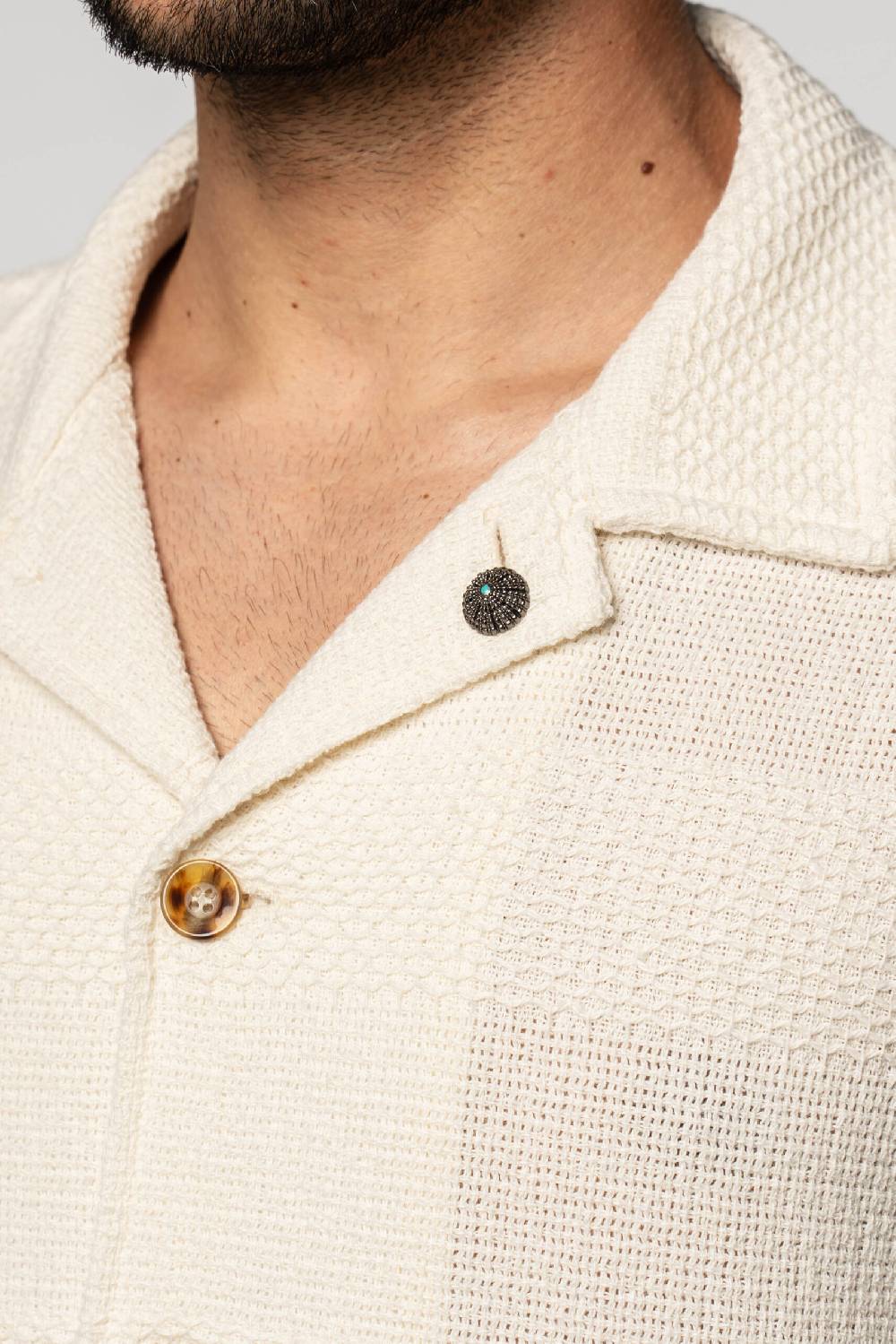 Officina 36 Shirt Jacket In Tessuto Rigato Ecrù