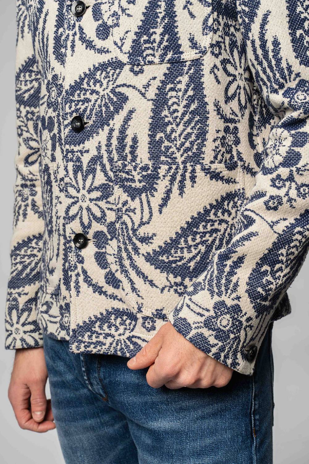 Officina 36 Work Jacket In Jacquard A Fantasia Blu