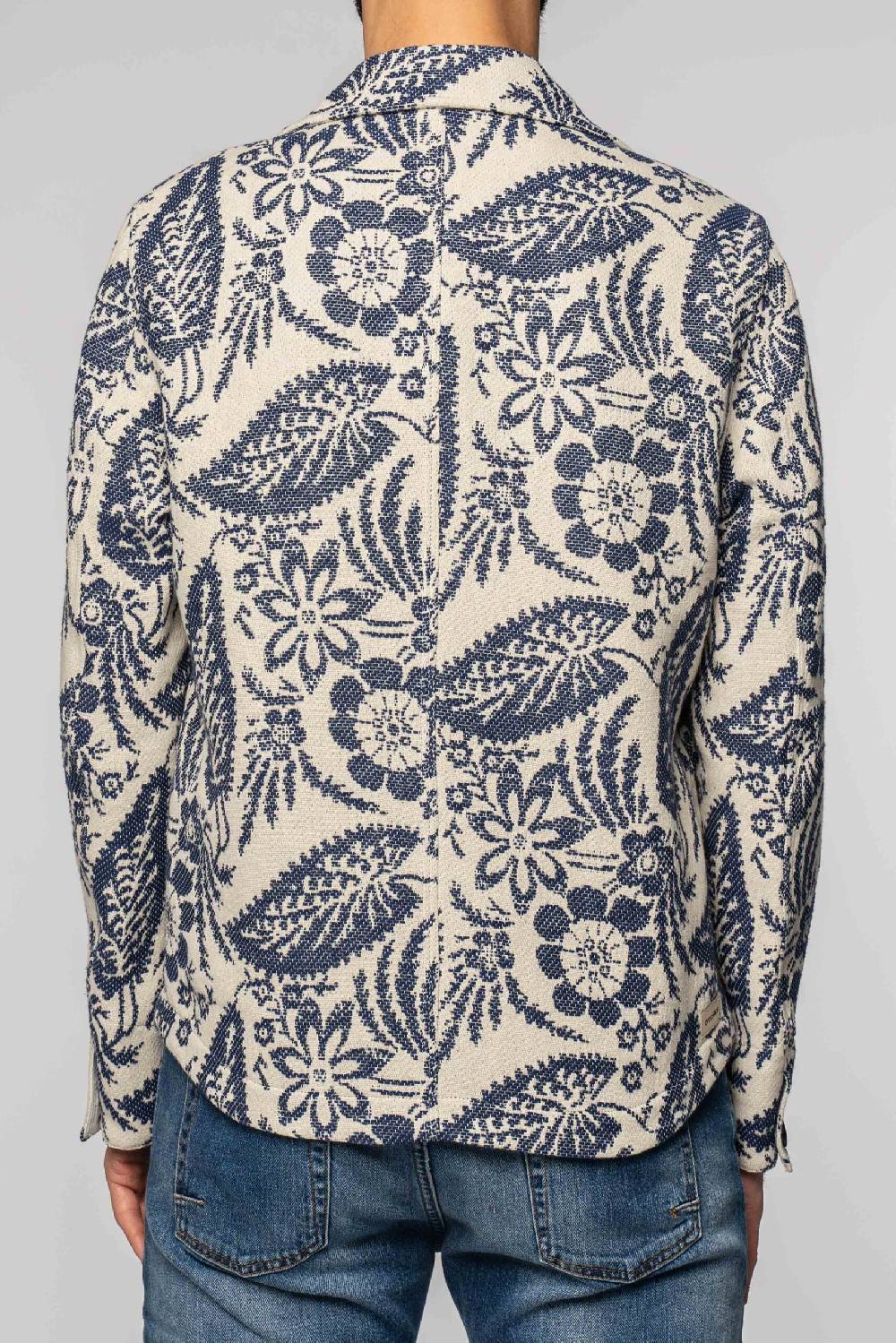 Officina 36 Work Jacket In Jacquard A Fantasia Blu