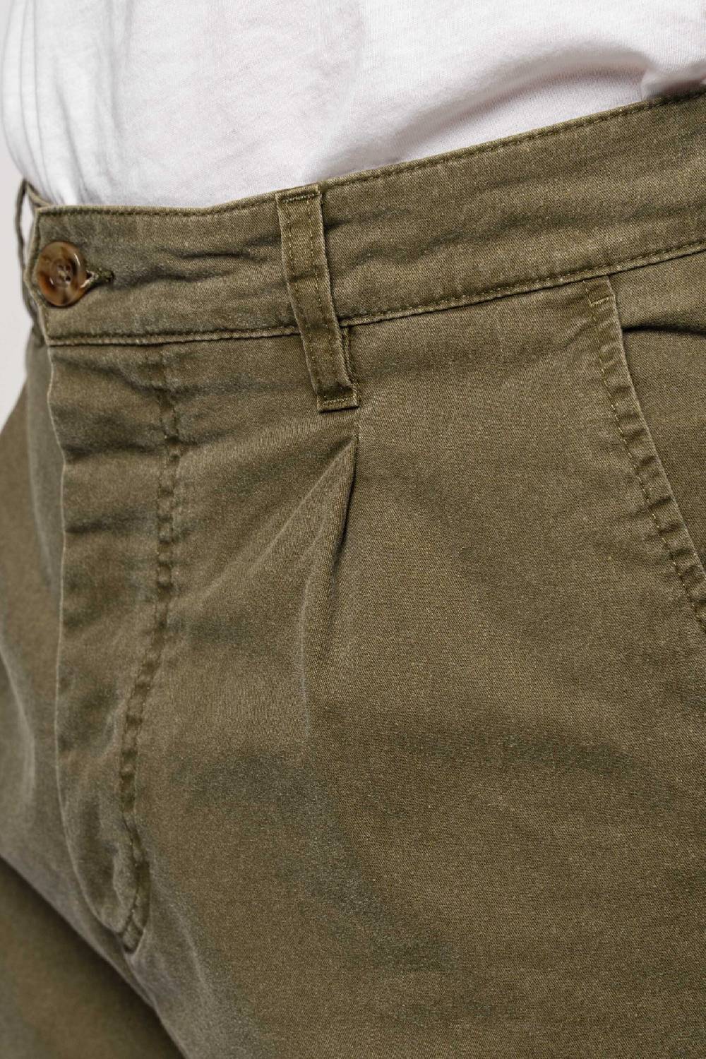 Officina 36 Pantaloni In Gabardina Delavè Verde Militare