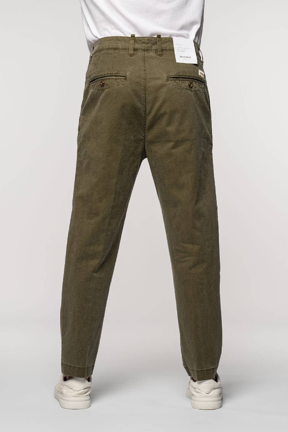 Officina 36 Pantaloni In Gabardina Delavè Verde Militare