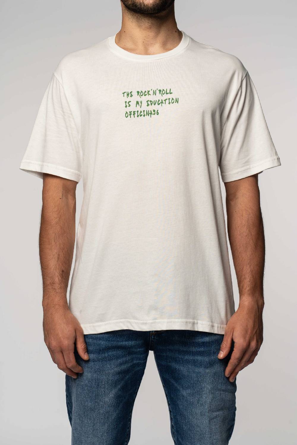 Officina 36 T-shirt in jersey con stampa color latte