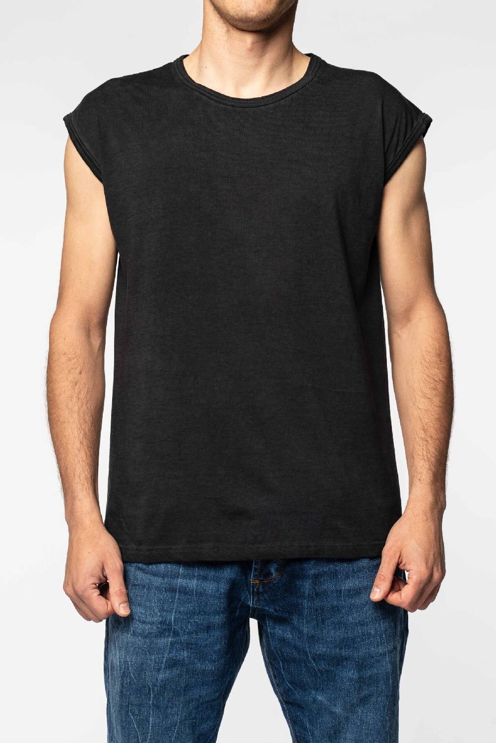 Officina 36 T-shirt smanicata in jersey color carbone