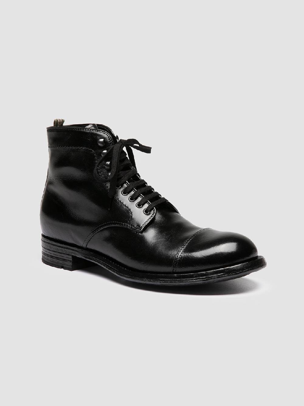 Officine Creative ADMIRAL 005 Stivali Stringati In Pelle Nera