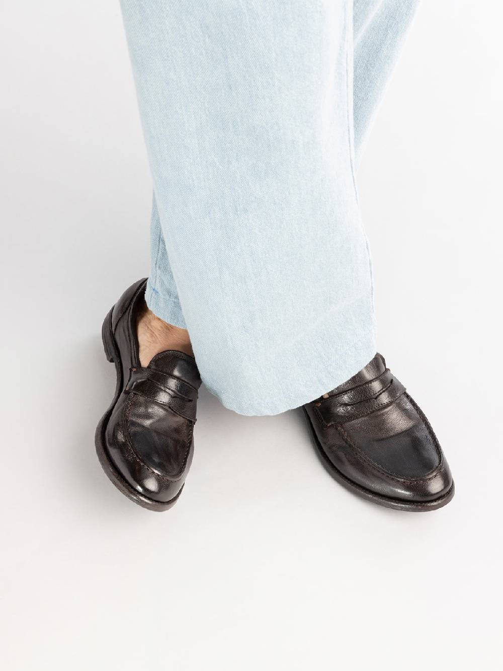 Officine Creative ARC 509 Mocassini Penny Loafer In Pelle Marrone