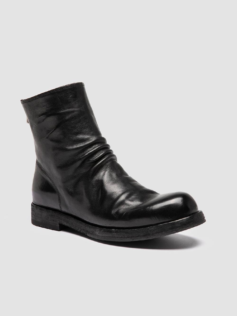 Officine Creative BULLA DD 303 Stivali Con Zip In Pelle Nera