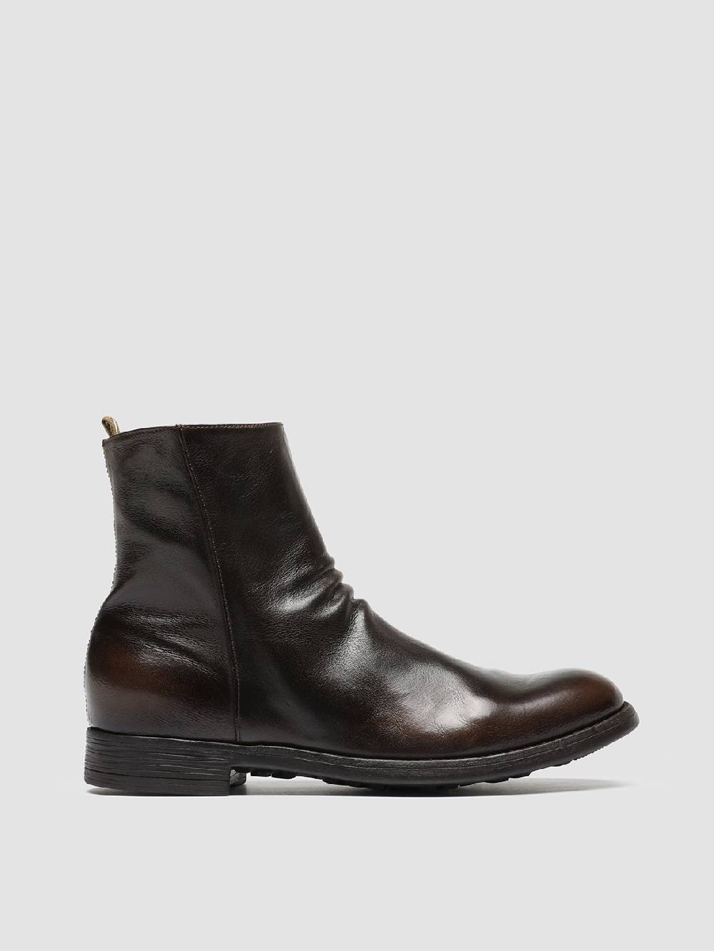 Officine Creative CHRONICLE 058 Stivali Zip in Pelle Marrone