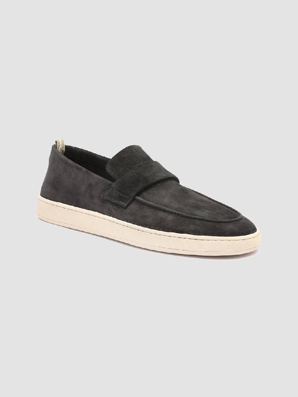 Officine Creative HERBIE 001 Mocassini Penny Loafer In Pelle Scamosciata Nera
