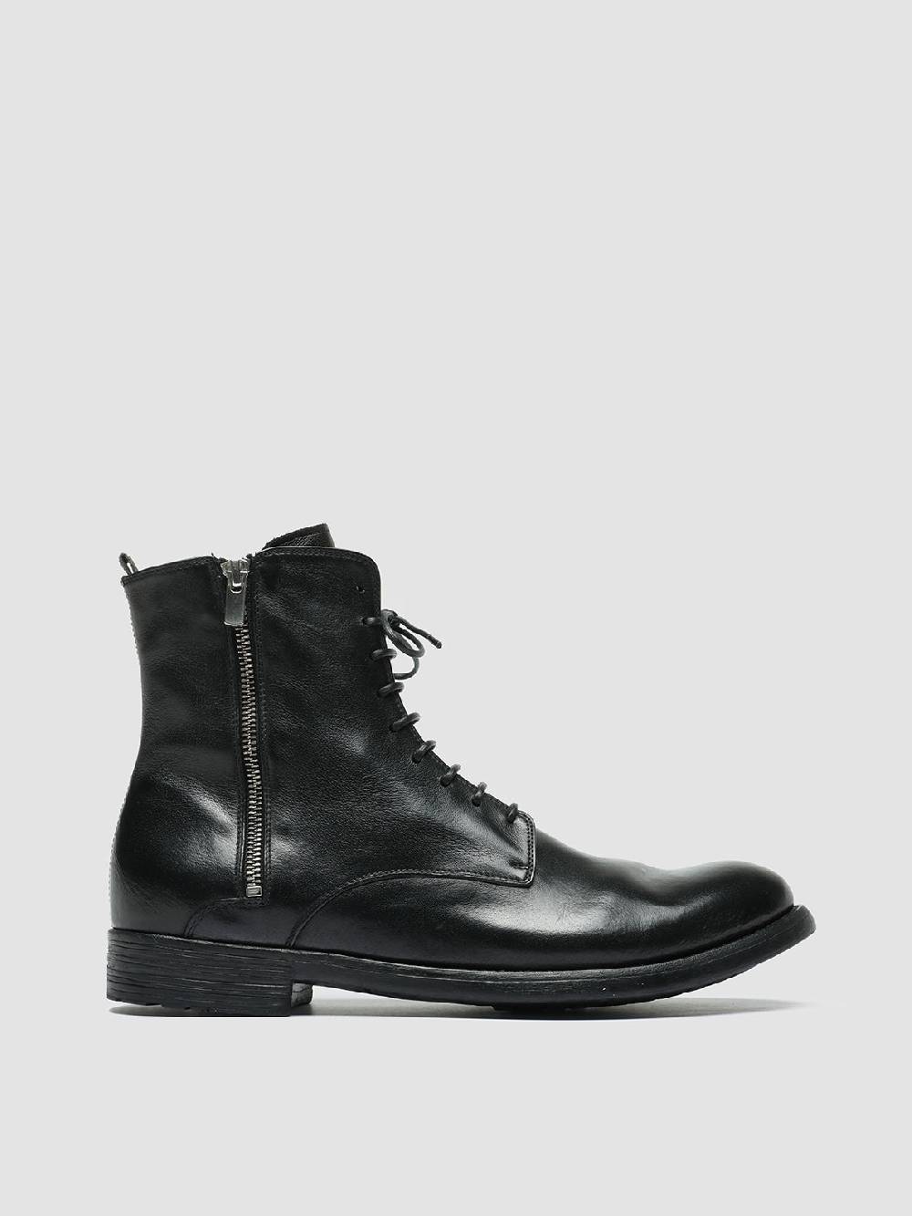 Officine Creative HIVE 053 Stivali Stringati in Pelle Nera