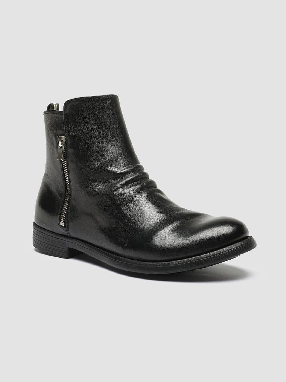 Officine Creative HIVE 054 Stivali Zip In Pelle Nera