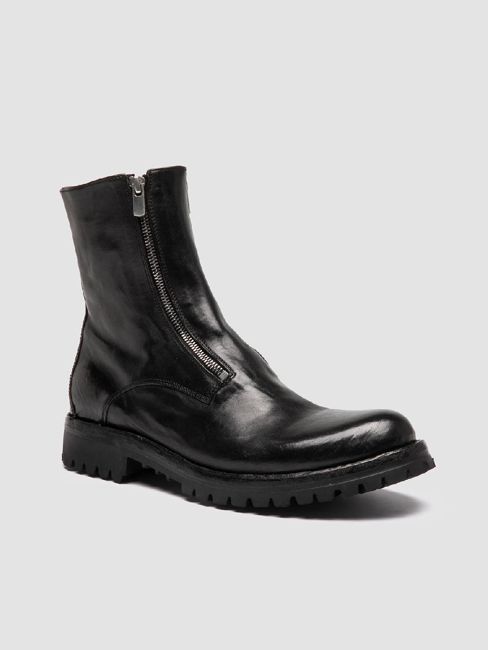 Officine Creative IKONIC 012 Stivali Con Zip In Pelle Nera