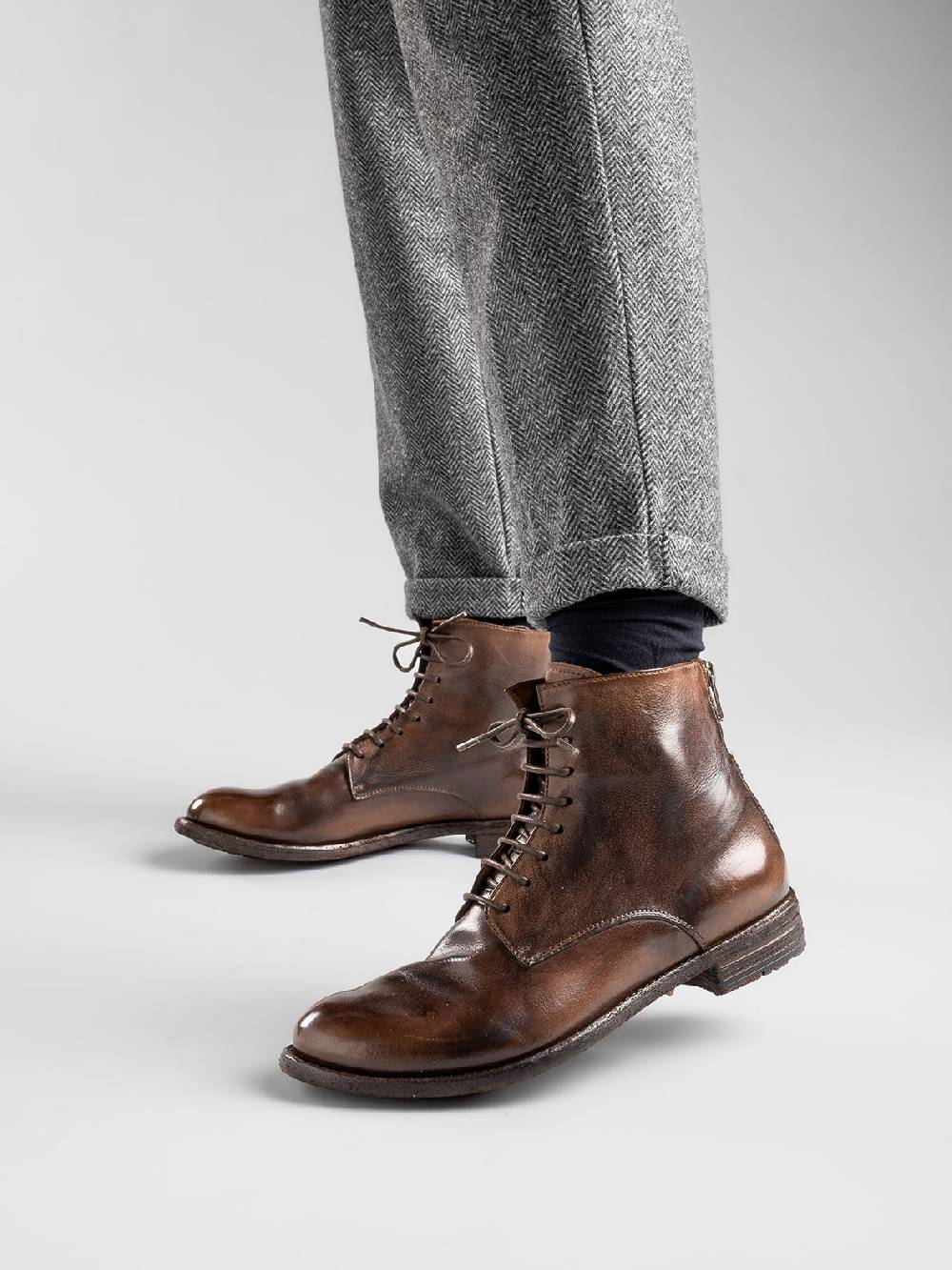 Officine Creative LEXIKON 123 Stivaletti In Pelle Marrone Con Zip