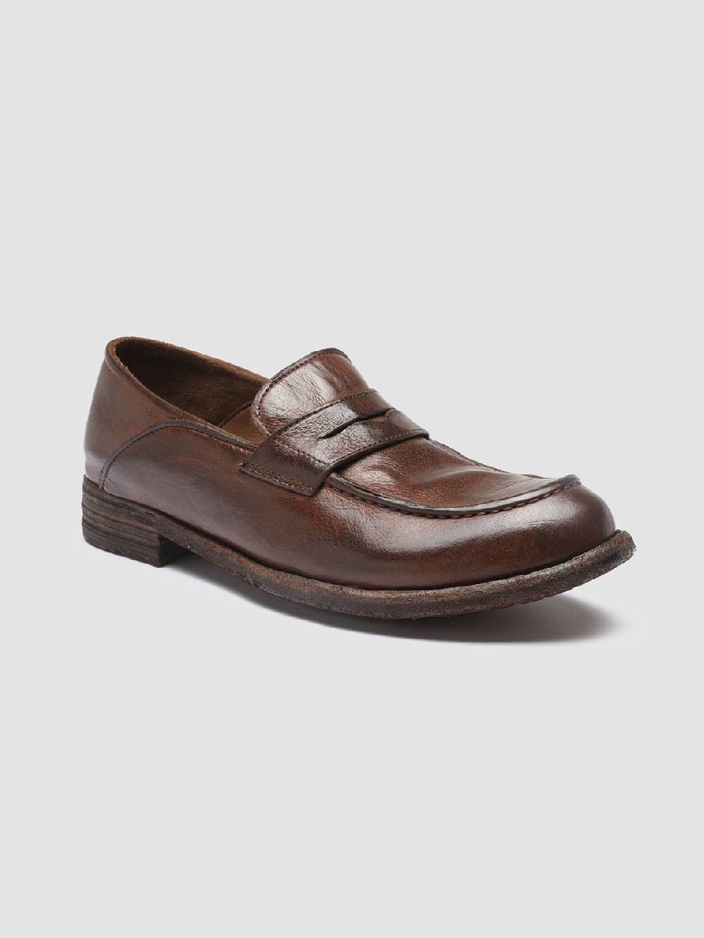 Officine Creative LEXIKON 140 Mocassini Penny Loafer In Pelle Marrone