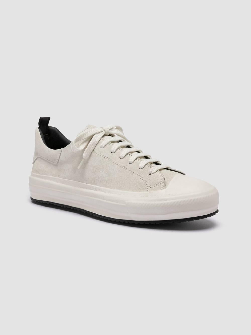 Officine Creative MES 009 Sneakers Basse In Pelle E Suede Bianca