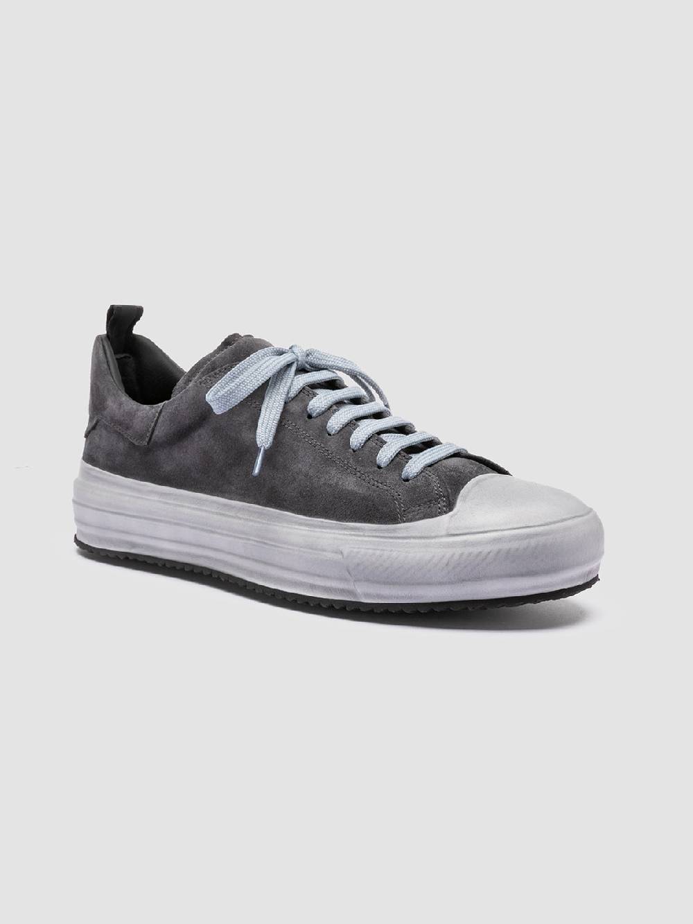 Officine Creative MES 009 Sneakers Basse In Pelle E Suede Grigia