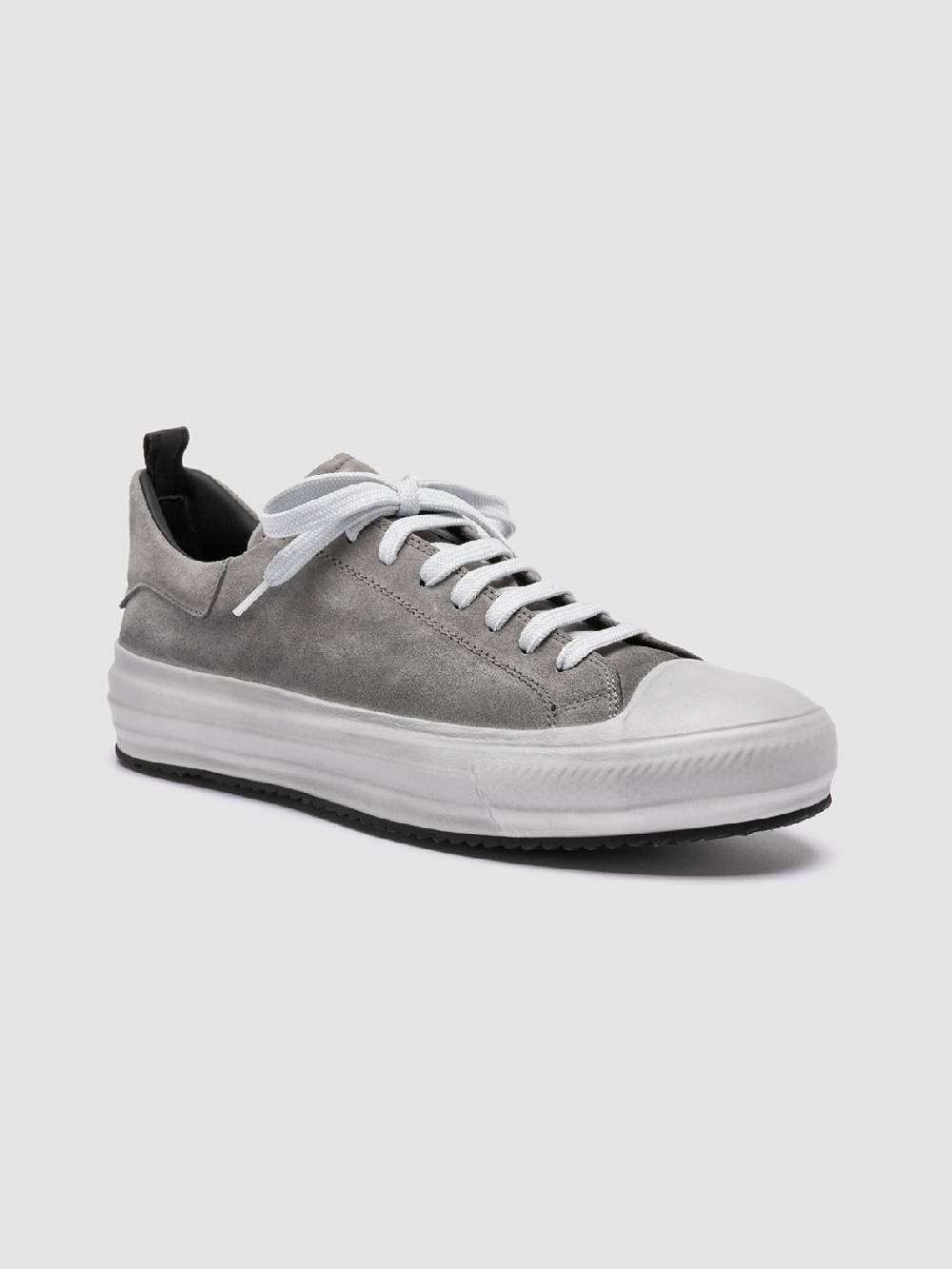 Officine Creative MES 009 Sneakers Basse In Pelle E Suede Grigia