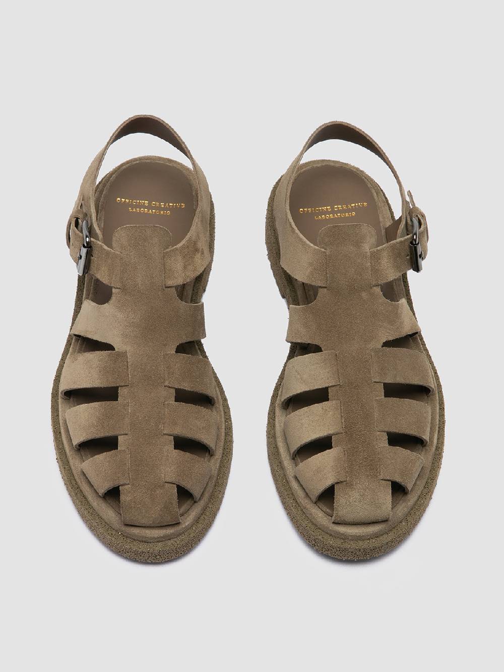 Officine Creative TONAL 18 Taupe Suede Sandals