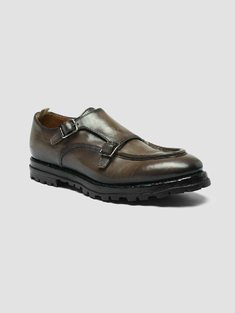 Officine Creative VAIL 012 Gray Leather Monk Shoes