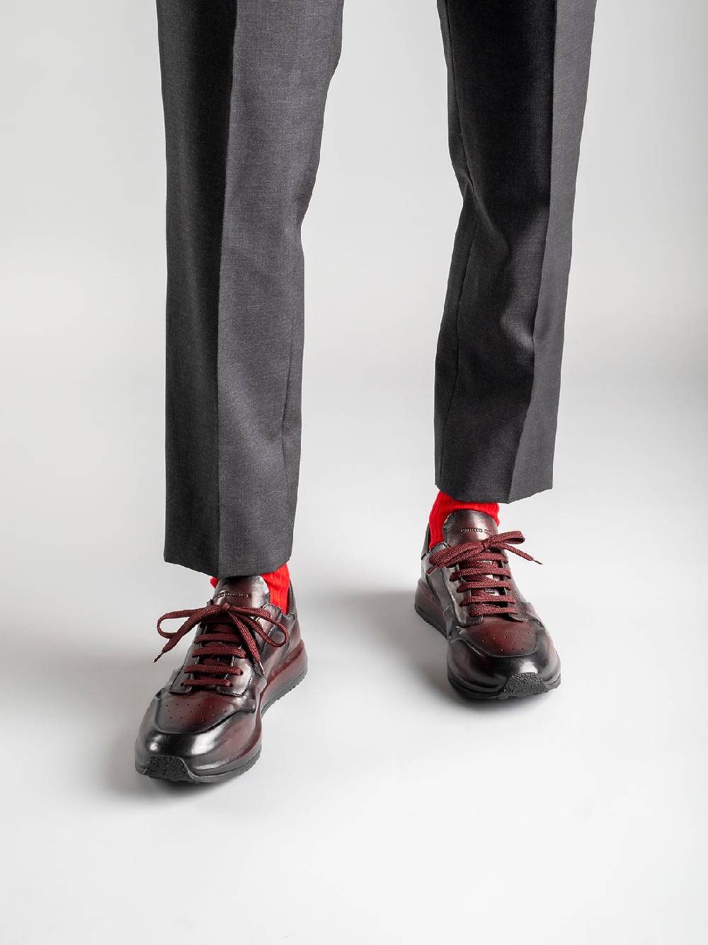 Officine Creative RACE LUX 003 Sneakers In Pelle Aerografata Grigia