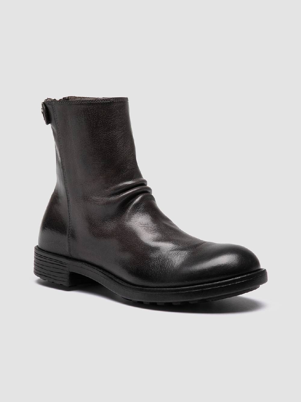 Officine Creative SERGEANT 104 Stivali Con Zip In Pelle Grigia