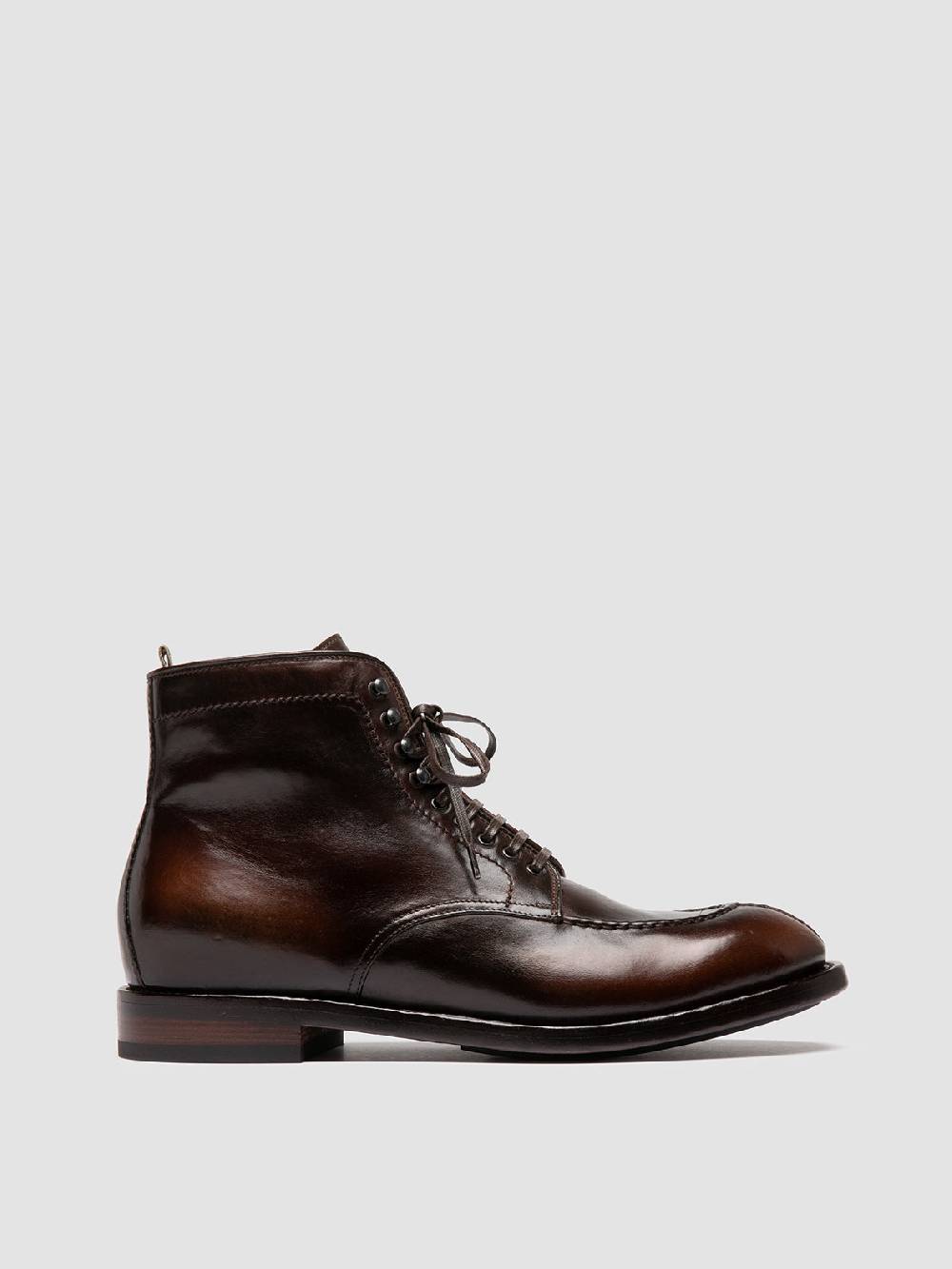 Officine Creative TEMPLE 006 Stivali Stringati in Pelle Marrone