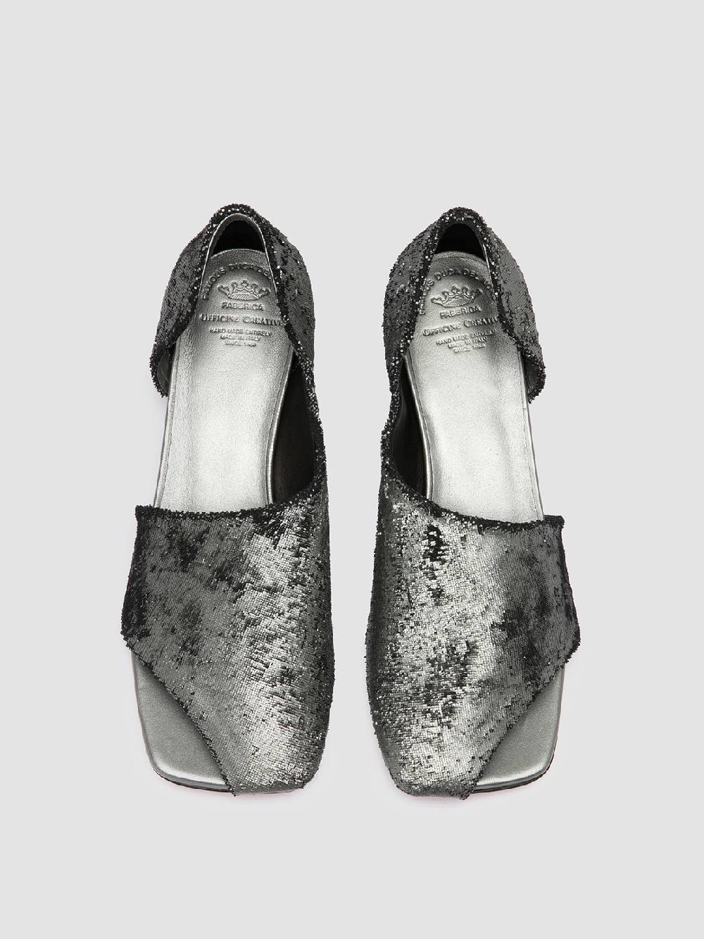 Officine Creative TESSA 009 Silver Leather Mule Sandals